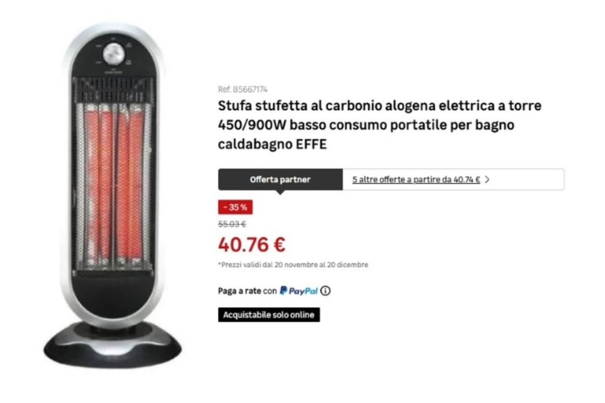 Stufetta elettrica a basso consumo